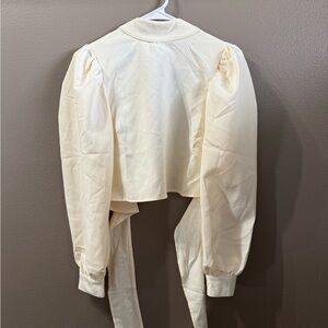 Nasty Gal Cream Blouse with Tie Detail